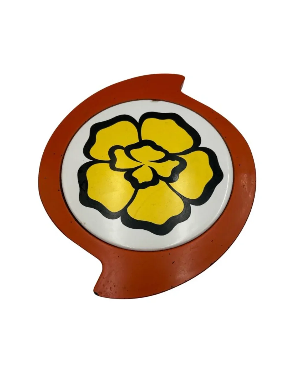 Vintage Floral Trivet Set Mid-Century Modern Kitchen Decor Red & Yellow Accents